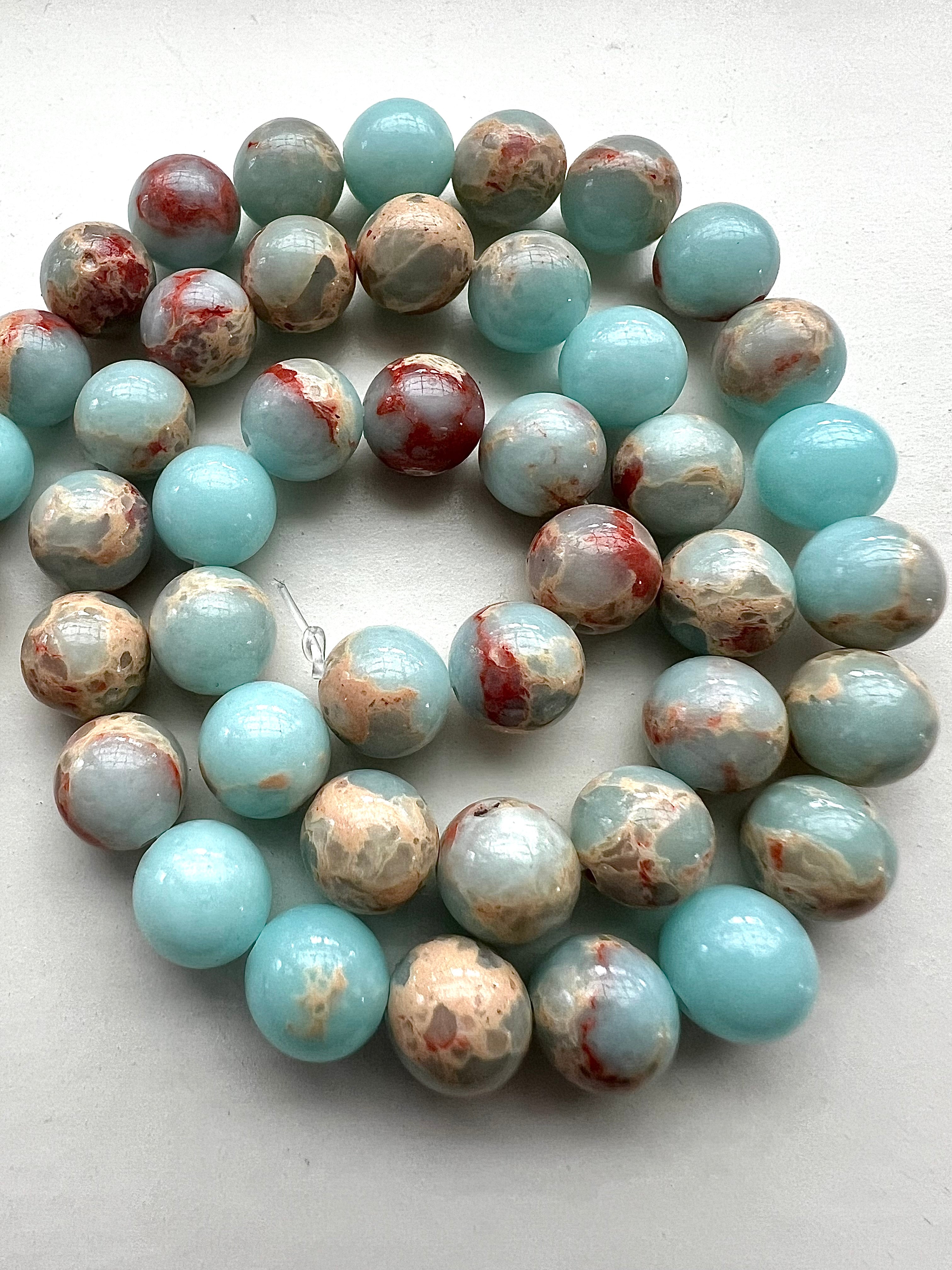 Ljusblå Jaspis – Stenpärlor för Smyckestillverkning