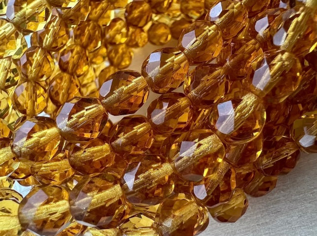 Bärnstensfärgade Tjeckiska Glaspärlor för Smyckestillverkning