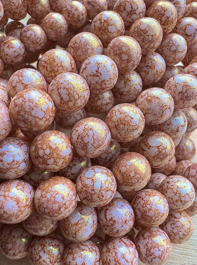 Mörkt Orangea Spräckliga Tjeckiska Glaspärlor