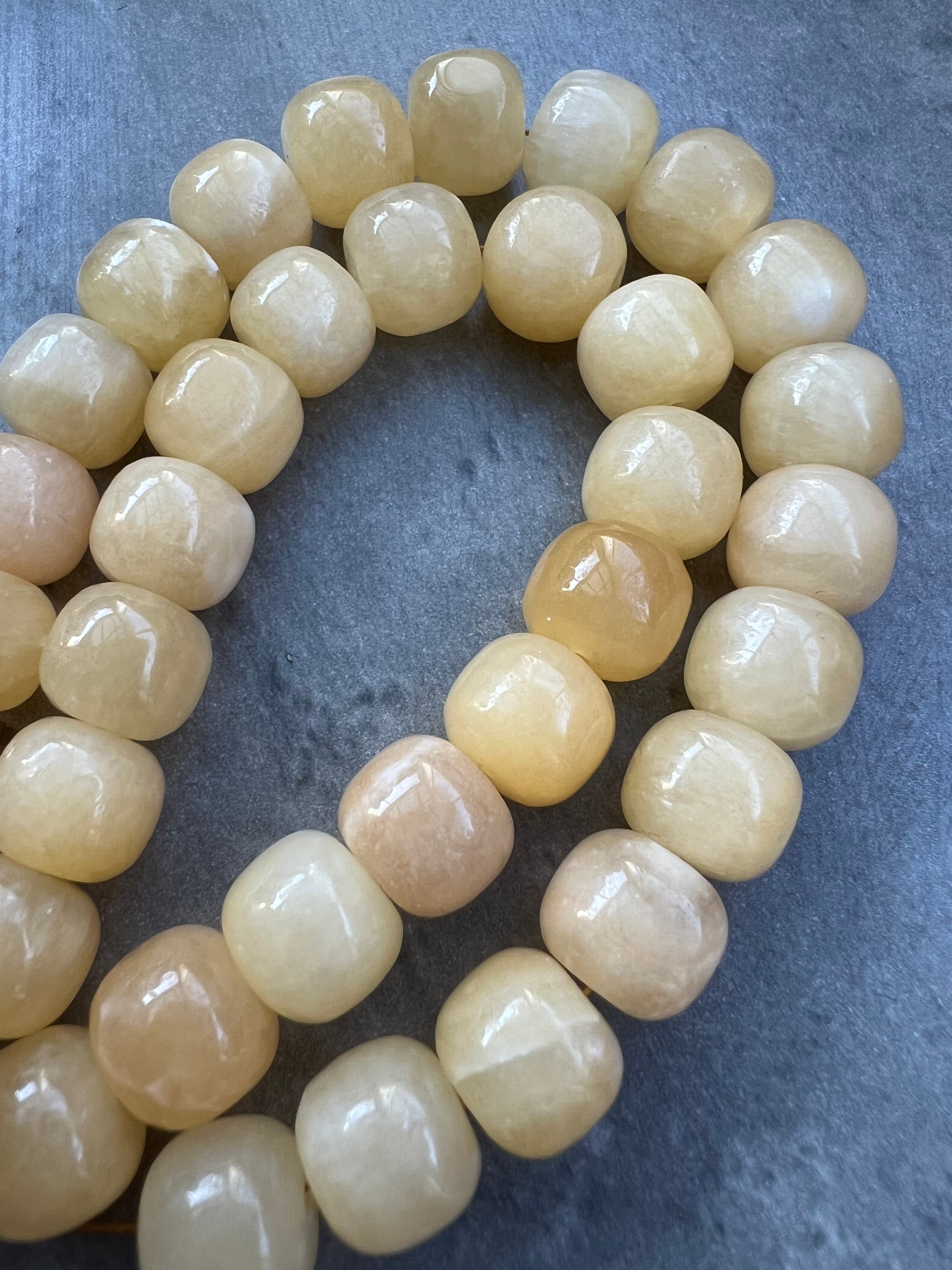 Gul Jade - Stenpärlor för Smyckestillverkning