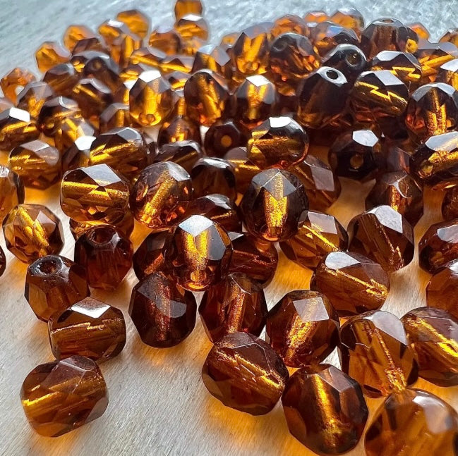 Lyxiga Bruna Tjeckiska Glaspärlor