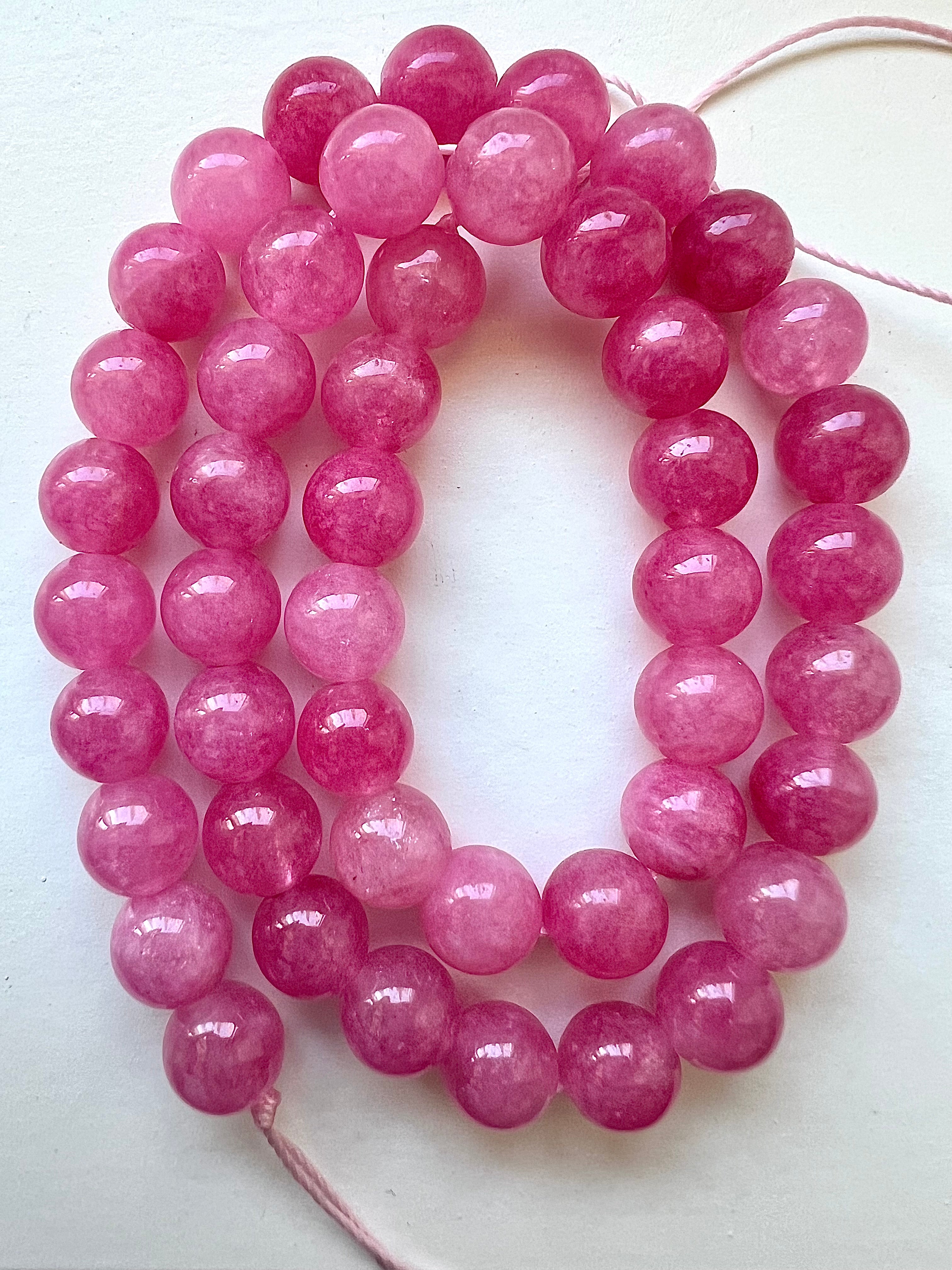 Rosa Jade Pärlor – Naturliga Halvädelstenar för Smyckestillverkning