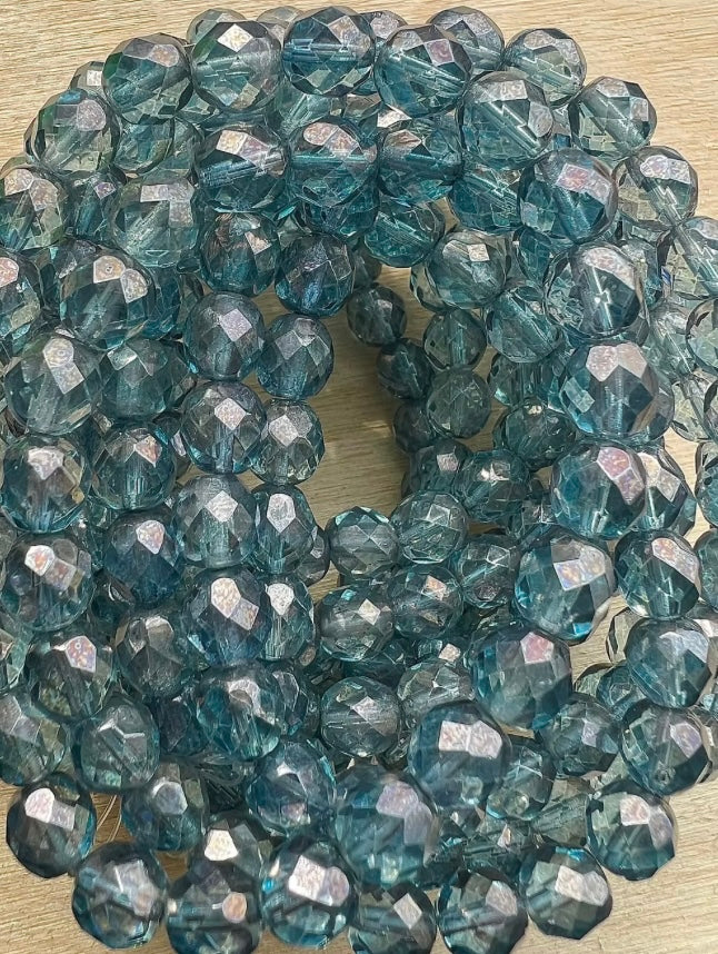 Blåa Tjeckiska Glaspärlor med Skimmer för Smyckestillverkning